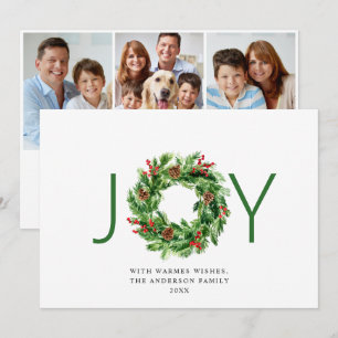 Corona de Navidad Festiva JOY Holly Berry Navidad