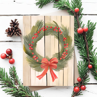 Corona de Navidad lazo rojo | Pretty Pine Acuarela