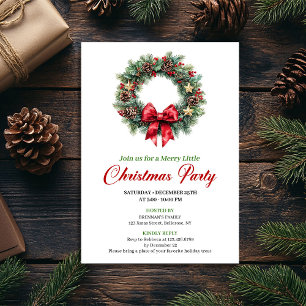 Corona de Navidad Minimalista Roja Verde Tarjeta d