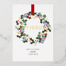 Corona de Navidad moderna en hoja de oro Tarjeta c