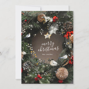 Corona de Navidad moderna para puerta de fotos nav