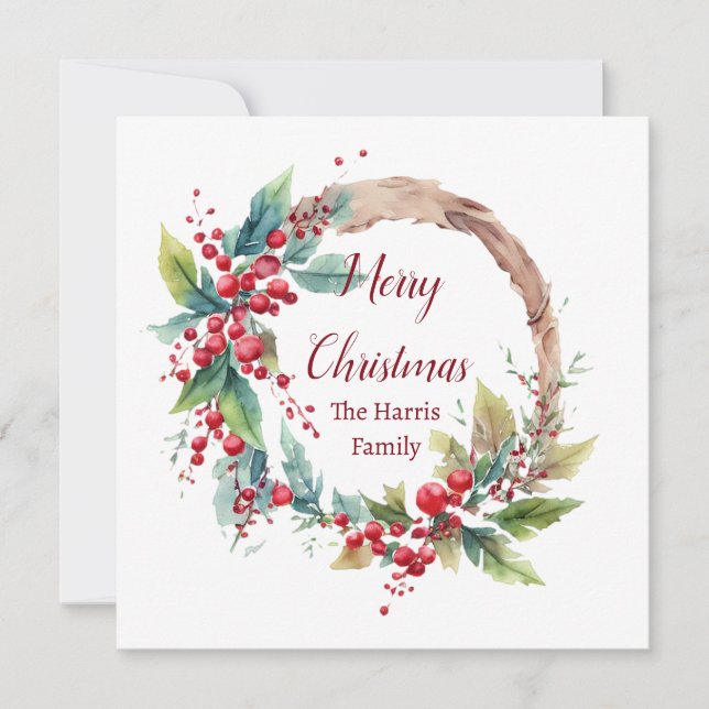 Corona de Navidad personalizada con acuarela de ac (Anverso)