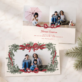 Corona de Navidad personalizada con lazo rojo y 3