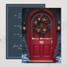 Corona de Navidad roja para la puerta de vacacione