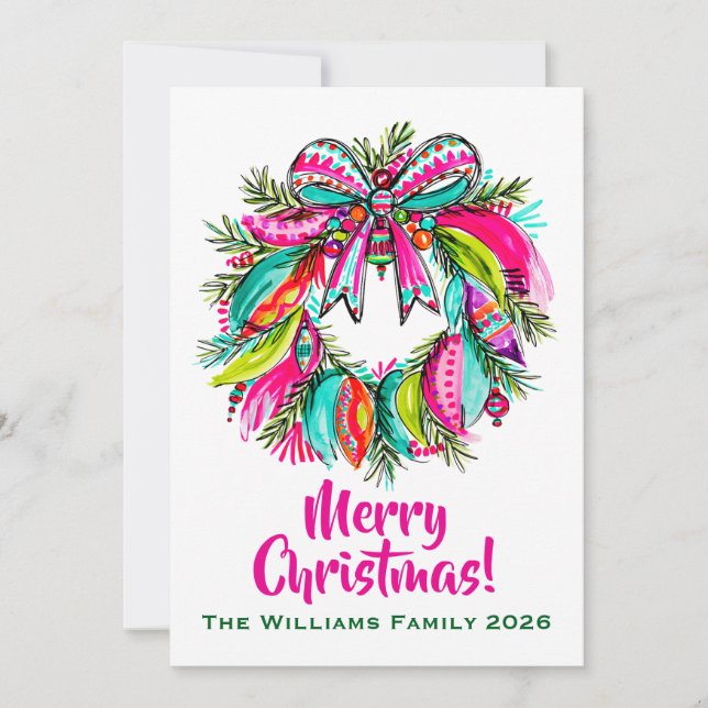 Corona de Navidad Rosa Boho (Anverso)