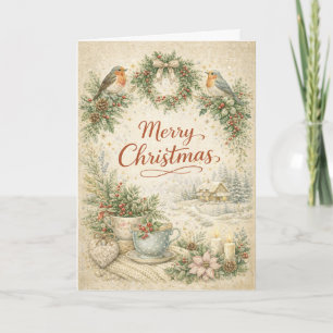 Corona de Navidad Vintage Robin