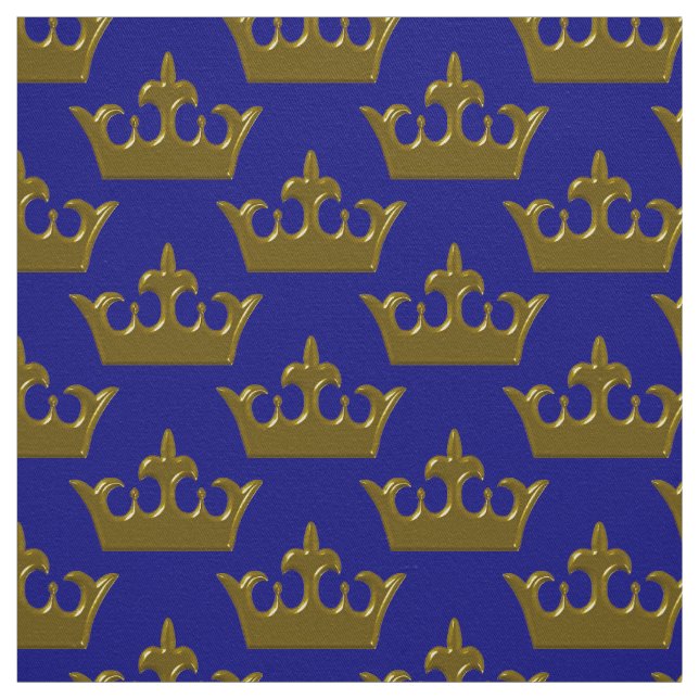 Corona de oro pequeña, tela azul (Retal)