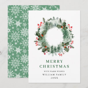 Corona de paisaje de acebo piña bosque Navidad