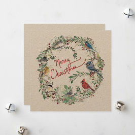 Corona de pájaros navideños Feliz Navidad