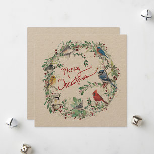 Corona de pájaros navideños Feliz Navidad