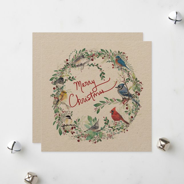 Corona de pájaros navideños Feliz Navidad (Holiday Birds Wreath Merry Christmas from Jenn's Emporium. )