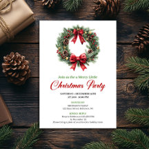 Corona de pino acuarela roja verde Invitación de f