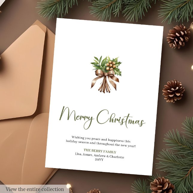 Corona de pino editable moderna Feliz Navidad  (Modern Editable Pine Wreath Christmas Greeting Card

)