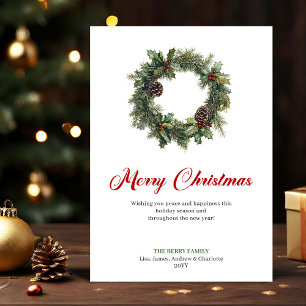 Corona de pino festiva Tarjeta de Navidad digital