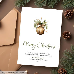 Corona de pino rústica fuente script Feliz Navidad