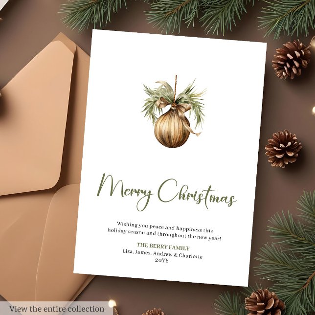 Corona de pino rústica fuente script Feliz Navidad (Rustic Pine Wreath Script Font Christmas Greeting Card

)