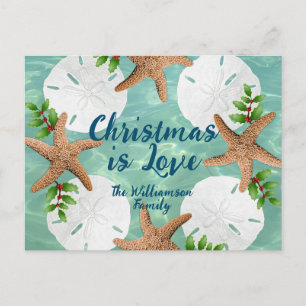 Corona de Playa de Amor de Navidad Tarjeta Postal