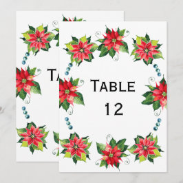 Corona de poinsettia acuarela - Número de mesa