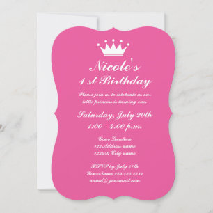 Corona de princesa rosa invitaciones a la fiesta d