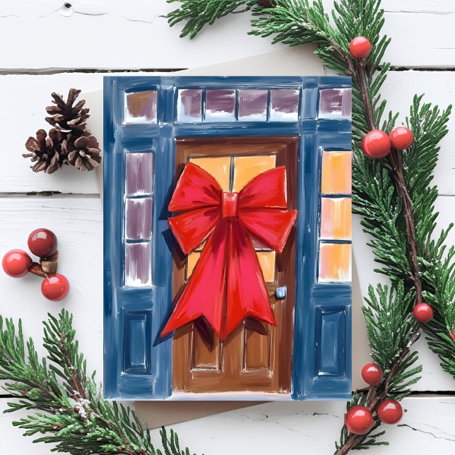 Corona de puerta de lazo de Navidad rojo acuarela (Subido por el creador)