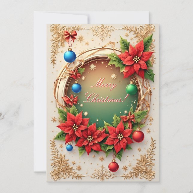 Corona de vacaciones de invierno 🎄❄️ Floral Roja  (Anverso)