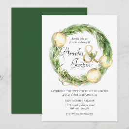 Corona de Verde Invernal con Invitación de Boda Br