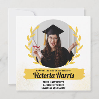 Corona Dorada Anuncio de Graduación con Foto Perso