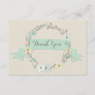 Corona floral chic y pancarta de agradecimiento