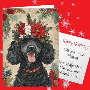 Corona floral de Navidad de caniche negro personal