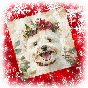 Corona floral de Navidad para Westie