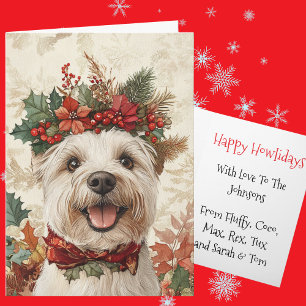 Corona floral de Navidad Westie personalizada