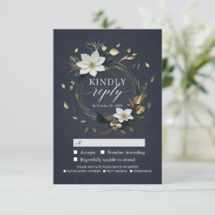 Corona floral de oro blanco boda RSVP Responda ama