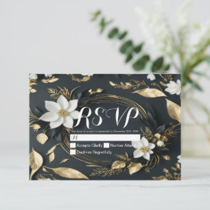Corona floral de oro blanco boda RSVP Responda ama