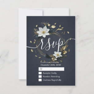 Corona floral de oro blanco boda RSVP Responda ama