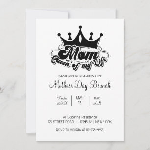 Corona Negra Moderna Invitación MOM Reina de mi vi