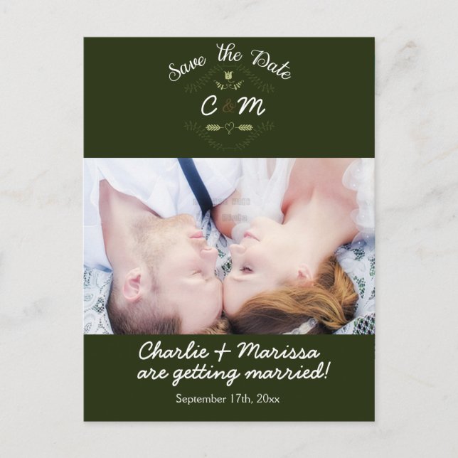 Corona rústica del bosque SAVE THE DATE Tarjeta po (Anverso)