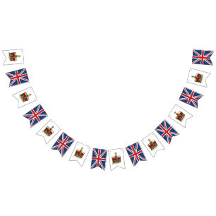 Corona y bandera reales de Union Jack