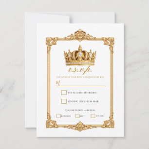 Coronada en Oro Tarjeta de RSVP de Boda Corona Rea