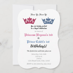 Coronas de Príncipe y Princesa Invitación de Fiest