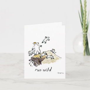 "corre libre," pequeña, tarjeta de felicitación en