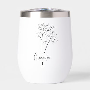 Correa de flores, escritura negra tipográfica