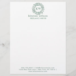 Correa de hojas verdes | Monograma Letterhead