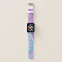Correa de reloj Apple de arte rosa y azul neón