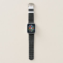 Correa Para Apple Watch Patrón crocodile negro de cuero falso
