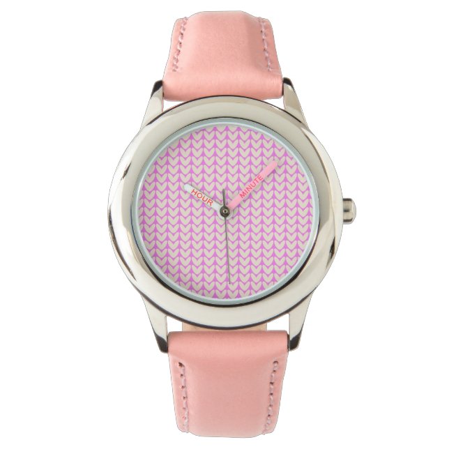 Correa rosa con reloj de pulsera de diseño en form (Anverso)
