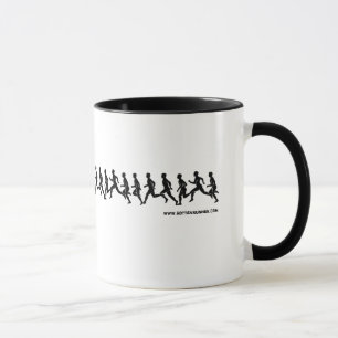 Corredores en el solo fichero, taza de café