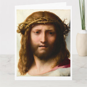 Correggio La Cabeza de Cristo Tarjeta de Felicitac