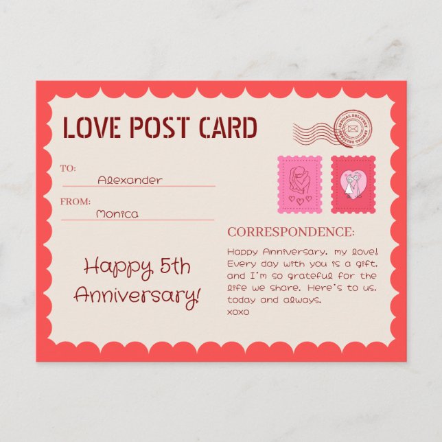 Correo Aniversario de la Tarjeta de Amor (Anverso)