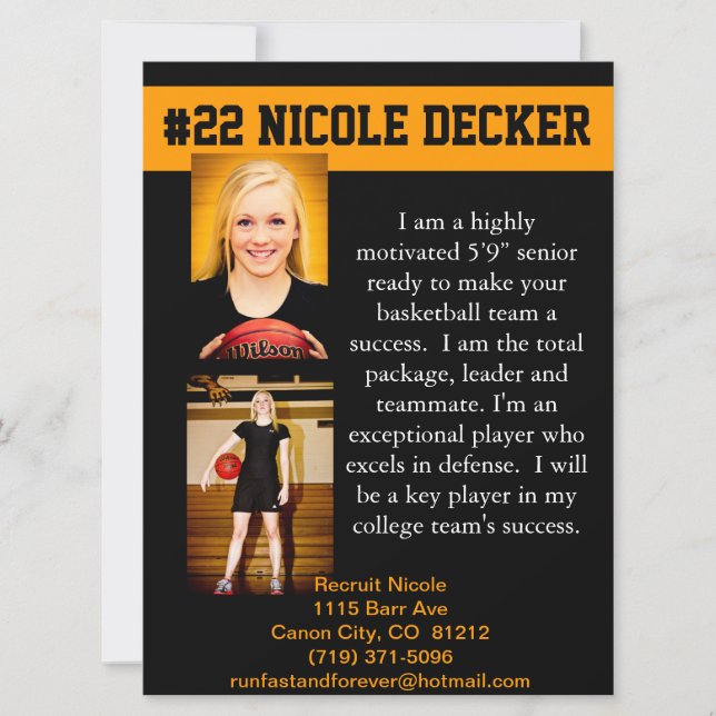 Correo de reclutamiento de baloncesto (Anverso)