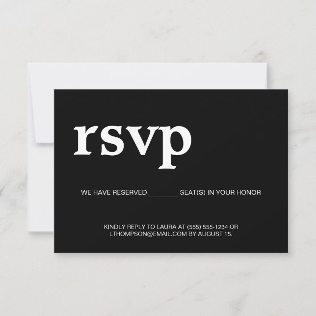Correo electrónico RSVP Asiento Reservado Blanco s (Anverso)
